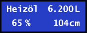 Anzeige Liter und Prozent bzw. cm